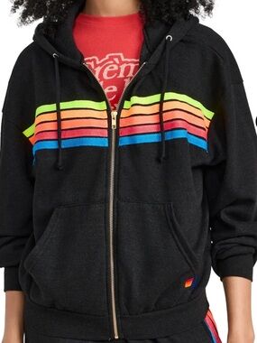 Aviator Nation 5 Stripe Zip Hoodie
